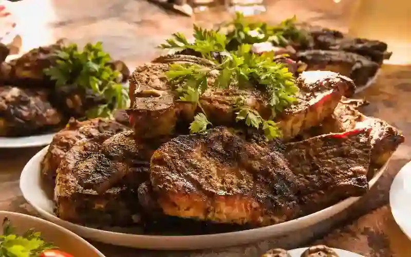 A beef steak looks delicious at one of the restaurants, which is representative of restaurants in Vancouver - Canada.